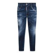 Dsquared2 Blå Denim Bomull Jeans med Logotyp Patch Blue, Herr