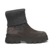 Marc O'Polo Chelsea boot med stickad mudd Gray, Dam