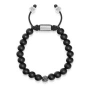 Nialaya Men's Black Diamond Beaded Bracelet with Matte Onyx Gray, Herr