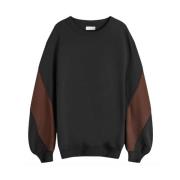 Dries Van Noten Crew Sweatshirt med Panelärmar i Svart Black, Herr