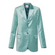 Forte Forte Sammet Blazer med Delikata Flammor Green, Dam