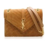 Yves Saint Laurent Vintage Pre-owned Canvas axelremsvskor Brown, Dam