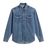 Woolrich Denim Western Skjorta Blue, Herr