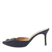 Manolo Blahnik Pre-owned Pre-owned Satin sandaler Blue, Dam