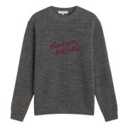 Maison Kitsuné Broderad Signaturstickad Tröja Gray, Herr