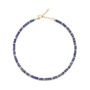 Nialaya Heishi Blue Lapis Choker with Gold Yellow, Dam