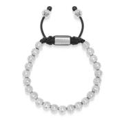 Nialaya Men's Beaded Bracelet with Sterling Silver Beads Gray, Herr