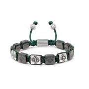 Nialaya Men`s Ceramic Flatbead Bracelet in Green and Silver Multicolor...