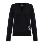 Burberry Ull kofta med logopatch Black, Dam