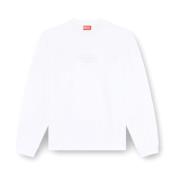 Diesel Oval D Cut-Out Logo Sweatshirt Vit White, Herr