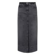 PINKO Svart Denim Kjol Gregoriana Stil Black, Dam