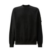 C.p. Company Borstad Diagonal Fleece Crewneck Sweatshirt Black, Herr