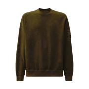 C.p. Company Borstad Diagonal Fleece Crewneck Sweatshirt Green, Herr