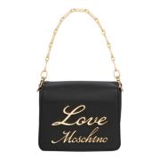 Love Moschino Signatur Axelväska med Logo Black, Dam