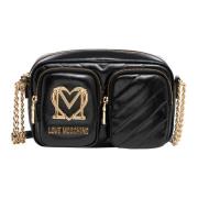 Love Moschino Stad Skulderväska med Logo Black, Dam