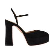 Aquazzura Svart Kid Suede Läder Plateau Black, Dam