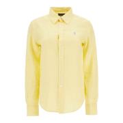 Polo Ralph Lauren Ikonisk Pony Logo Linneskjorta Herr Yellow, Dam