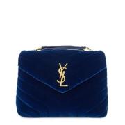 Yves Saint Laurent Vintage Pre-owned Sammet axelremsvskor Blue, Dam