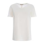 Max Mara Räfflad V-ringad T-shirt White, Dam