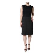 Dolce & Gabbana Svart Sheath Klänning med Dragkedja Black, Dam