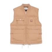 Carhartt Wip Quiltad Dove Grey Jackor med Ribbad Krage Beige, Herr