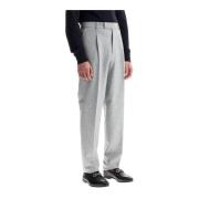 Ermenegildo Zegna Melange Ull Formella Byxor med Veck Gray, Herr