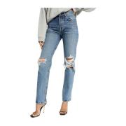 Agolde Högmidjade Lana Straight Fit Jeans Blue, Dam