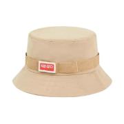 Kenzo Beige Bucket Hat med Logo Beige, Unisex