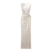 Ralph Lauren Metallic Knit Maxi Dress Gray, Dam