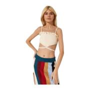 Agua by Agua Bendita Vit Bomull Amari Elastisk Topp White, Dam