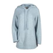 Semicouture Blå Anemone Stickad Hoodie Tröja Blue, Dam