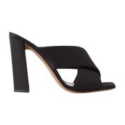 Paris Texas Svart Satin Cross Strap Klackar Black, Dam