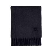 Ruslan Baginskiy Svart fransad logoscarf Black, Dam