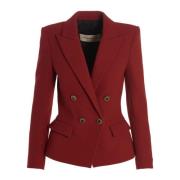 Alexandre Vauthier Dubbelknäppt Ull Blazer Jacka Red, Dam