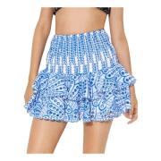 Charo Ruiz Ibiza Vit Broderad Minikjol Blue, Dam