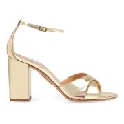 Aquazzura Metalliskt Läder Blockklack Sandaler Yellow, Dam