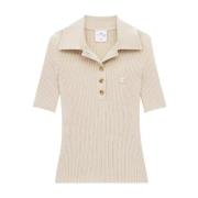 Courrèges Beige Polo Tröja med Logo Beige, Dam