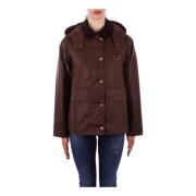 Barbour Avtagbar huva vaxad bomullrock Brown, Dam