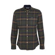 Barbour Portdown Twill Rutig Skjorta Oliv Green, Herr