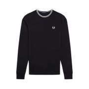 Fred Perry Långärmad bomullst-shirt med randig kant Black, Herr