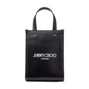 Jimmy Choo Svart läderväska med vitt logotyp Black, Dam