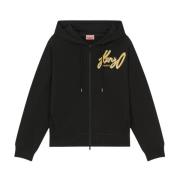 Kenzo Svart Dragkedja Hoodie med Logotyp Black, Dam