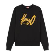 Kenzo Svart sweatshirt med kontrastlogo Black, Herr