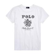 Ralph Lauren Vit Bomulls-T-shirt med Logotyp White, Dam