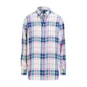 Ralph Lauren Linne rutig skjorta Relaxed Fit Multicolor, Dam