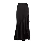 Ralph Lauren Svart satin maxi kjol Black, Dam