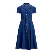 Ralph Lauren Denim midi klänning Blue, Dam