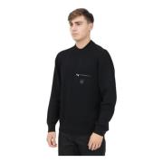 Armani Exchange Svart Crewneck-tröja, modern minimalistisk design Blac...