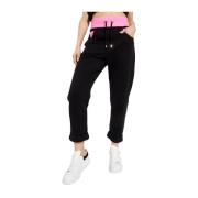 Balmain Svarta sweatpants med rosa accenter Black, Dam