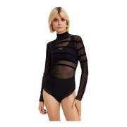 Jean Paul Gaultier Svart Genomskinlig Mesh Tulle Bodysuit Black, Dam